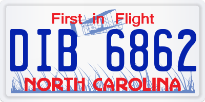 NC license plate DIB6862
