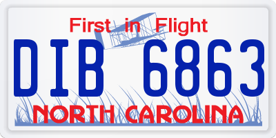 NC license plate DIB6863