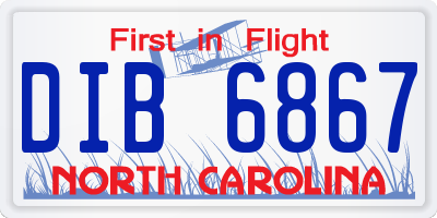 NC license plate DIB6867