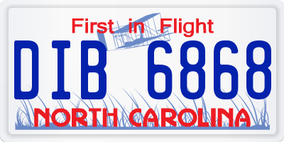 NC license plate DIB6868