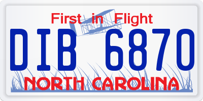 NC license plate DIB6870