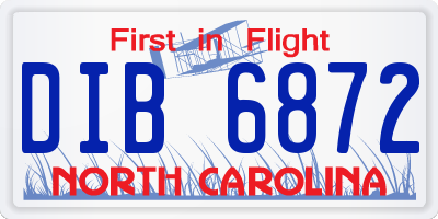 NC license plate DIB6872