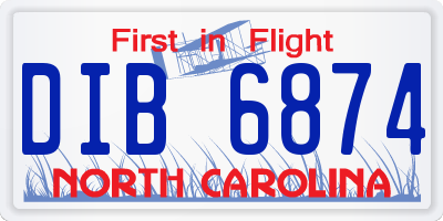 NC license plate DIB6874