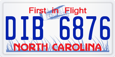 NC license plate DIB6876