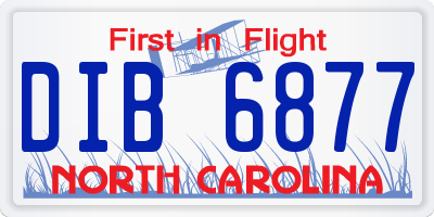 NC license plate DIB6877