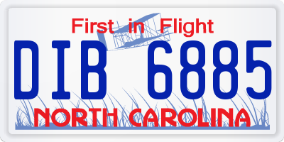 NC license plate DIB6885