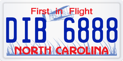 NC license plate DIB6888
