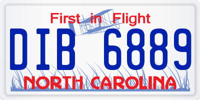 NC license plate DIB6889