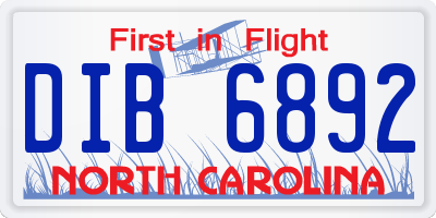 NC license plate DIB6892