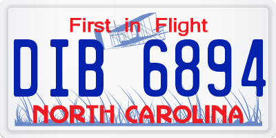 NC license plate DIB6894