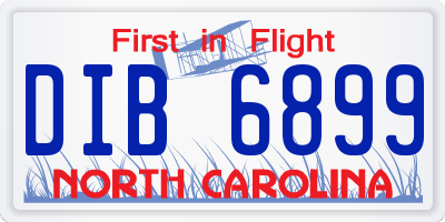 NC license plate DIB6899