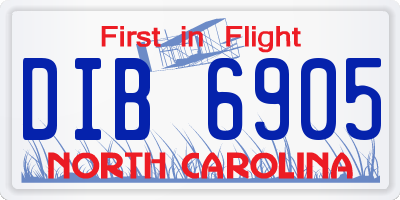 NC license plate DIB6905