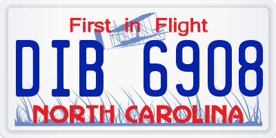 NC license plate DIB6908
