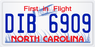NC license plate DIB6909