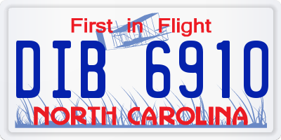 NC license plate DIB6910
