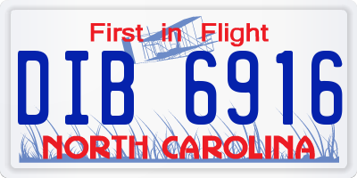 NC license plate DIB6916