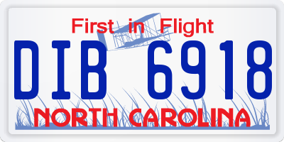 NC license plate DIB6918