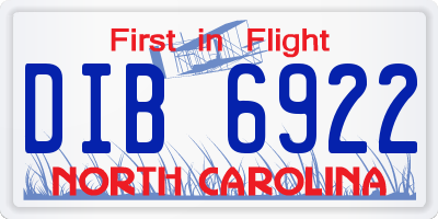 NC license plate DIB6922