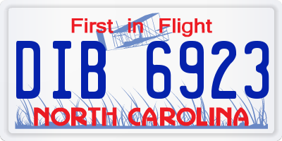 NC license plate DIB6923