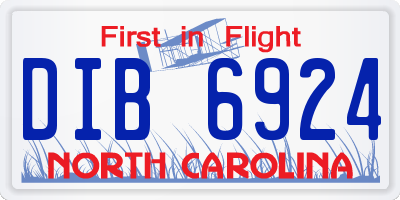 NC license plate DIB6924