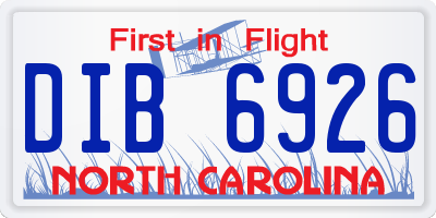 NC license plate DIB6926