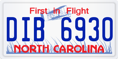 NC license plate DIB6930