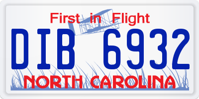 NC license plate DIB6932