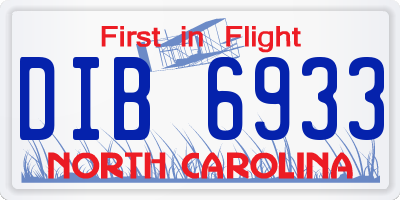 NC license plate DIB6933