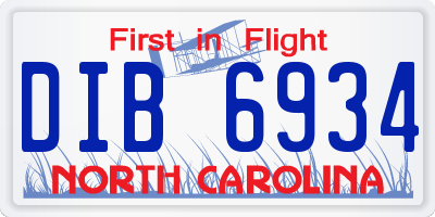 NC license plate DIB6934