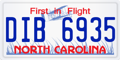NC license plate DIB6935