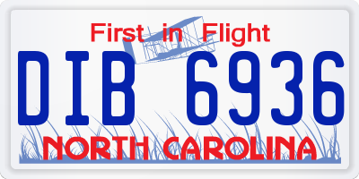 NC license plate DIB6936