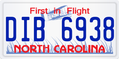 NC license plate DIB6938