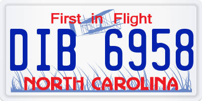 NC license plate DIB6958