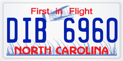 NC license plate DIB6960