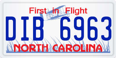 NC license plate DIB6963