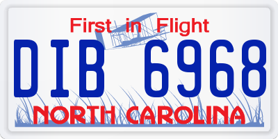 NC license plate DIB6968