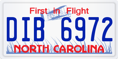 NC license plate DIB6972