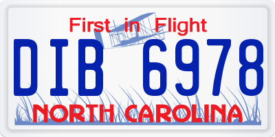 NC license plate DIB6978
