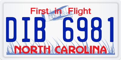 NC license plate DIB6981