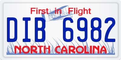 NC license plate DIB6982