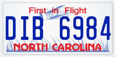 NC license plate DIB6984