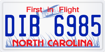 NC license plate DIB6985