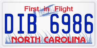 NC license plate DIB6986
