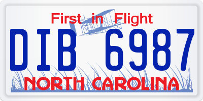 NC license plate DIB6987
