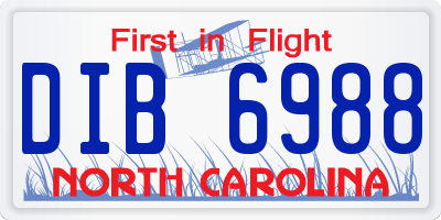 NC license plate DIB6988