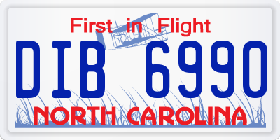 NC license plate DIB6990