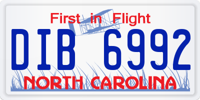 NC license plate DIB6992