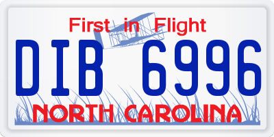 NC license plate DIB6996