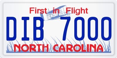 NC license plate DIB7000