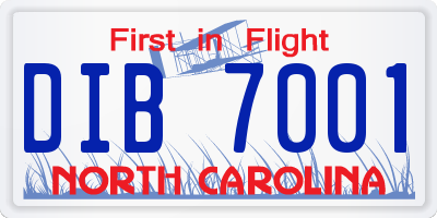 NC license plate DIB7001